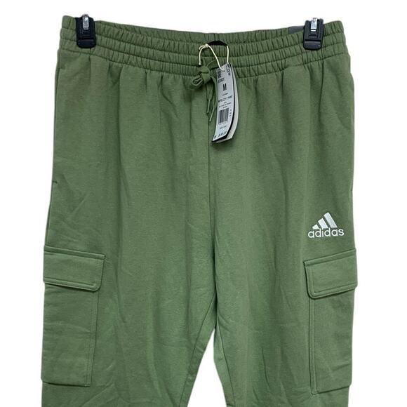 NWT New Adidas Mens Large Drawstring Waist Cozy Fleece Cargo Pants Joggers - Picture 2 of 6